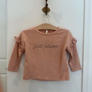 Rylee and Cru Just Believe Kids Ruffle Sleeve Top - Pink